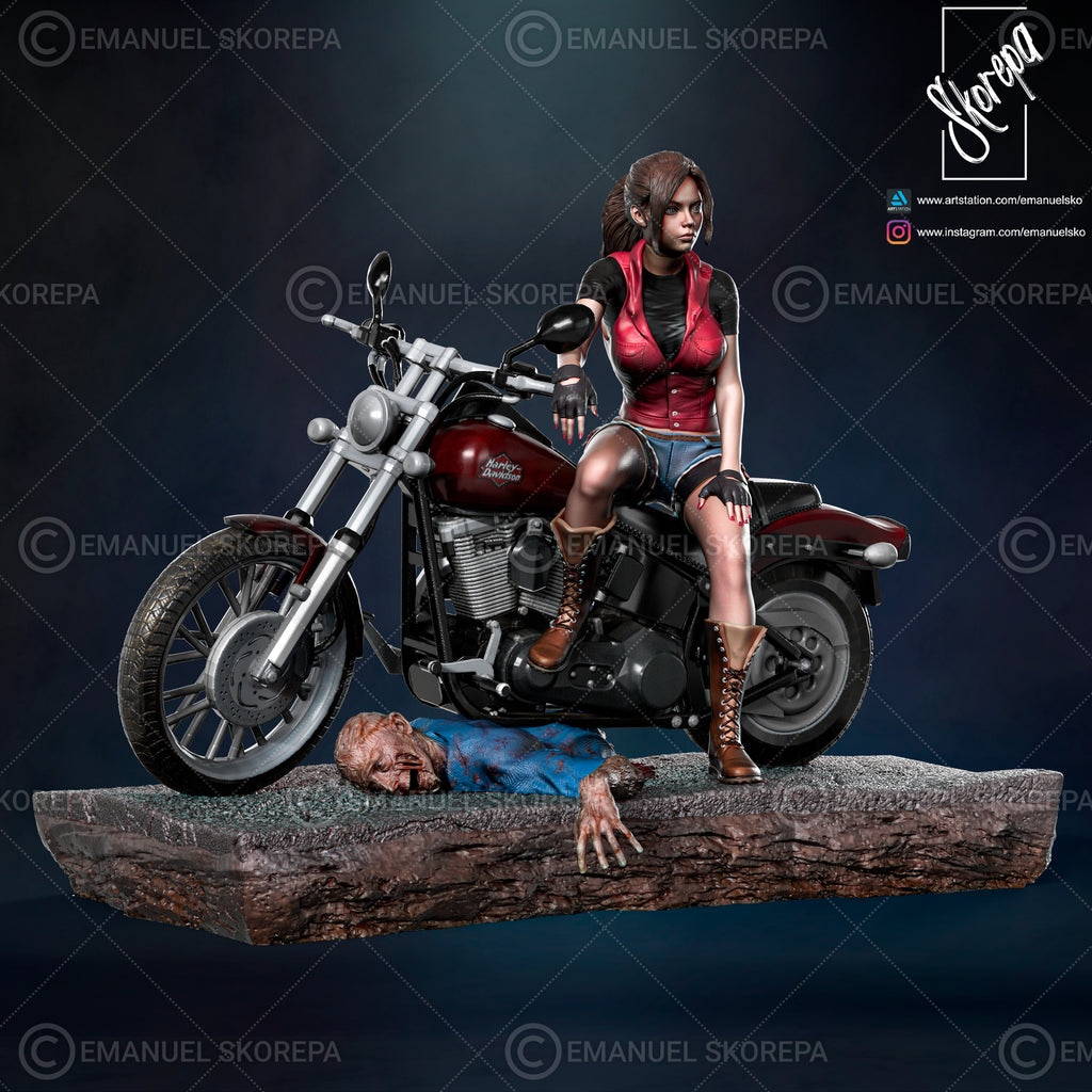 Zombie Outbreak Biker Heroine Resin Statue – Collector Display Model