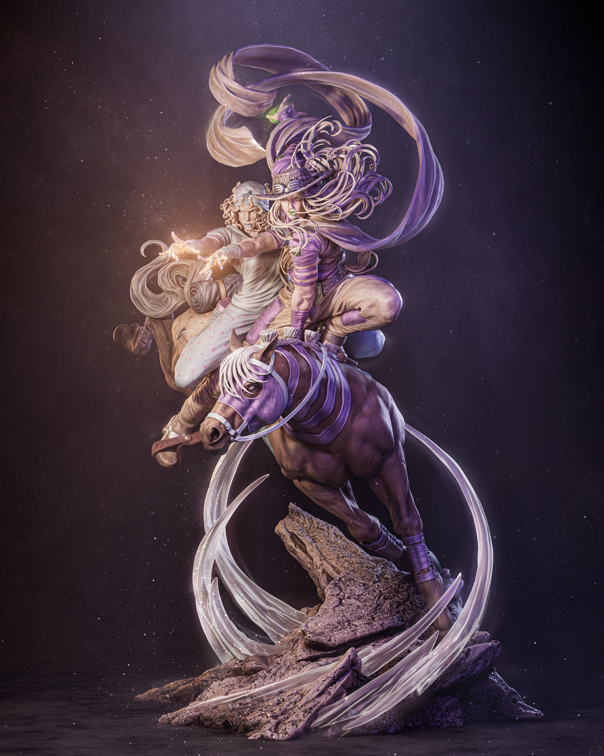 Legendary Horseback Duo Resin Figure – Western Adventure Warriors Statue – Garage Kit
