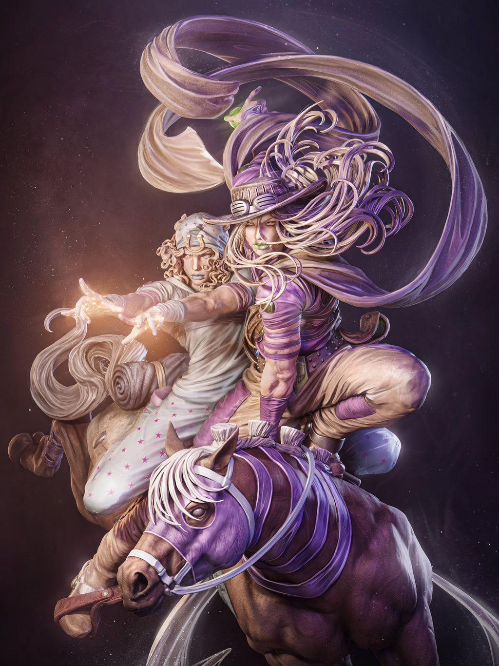 Legendary Horseback Duo Resin Figure – Western Adventure Warriors Statue – Garage Kit