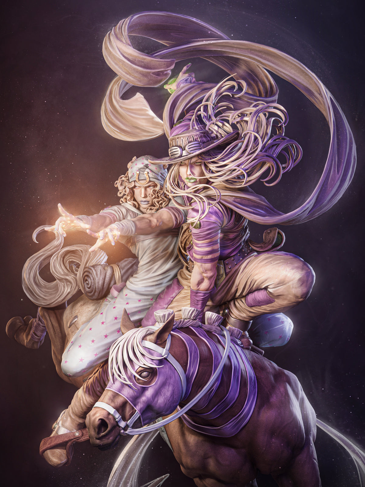 Legendary Horseback Duo Resin Figure – Western Adventure Warriors Statue – Garage Kit
