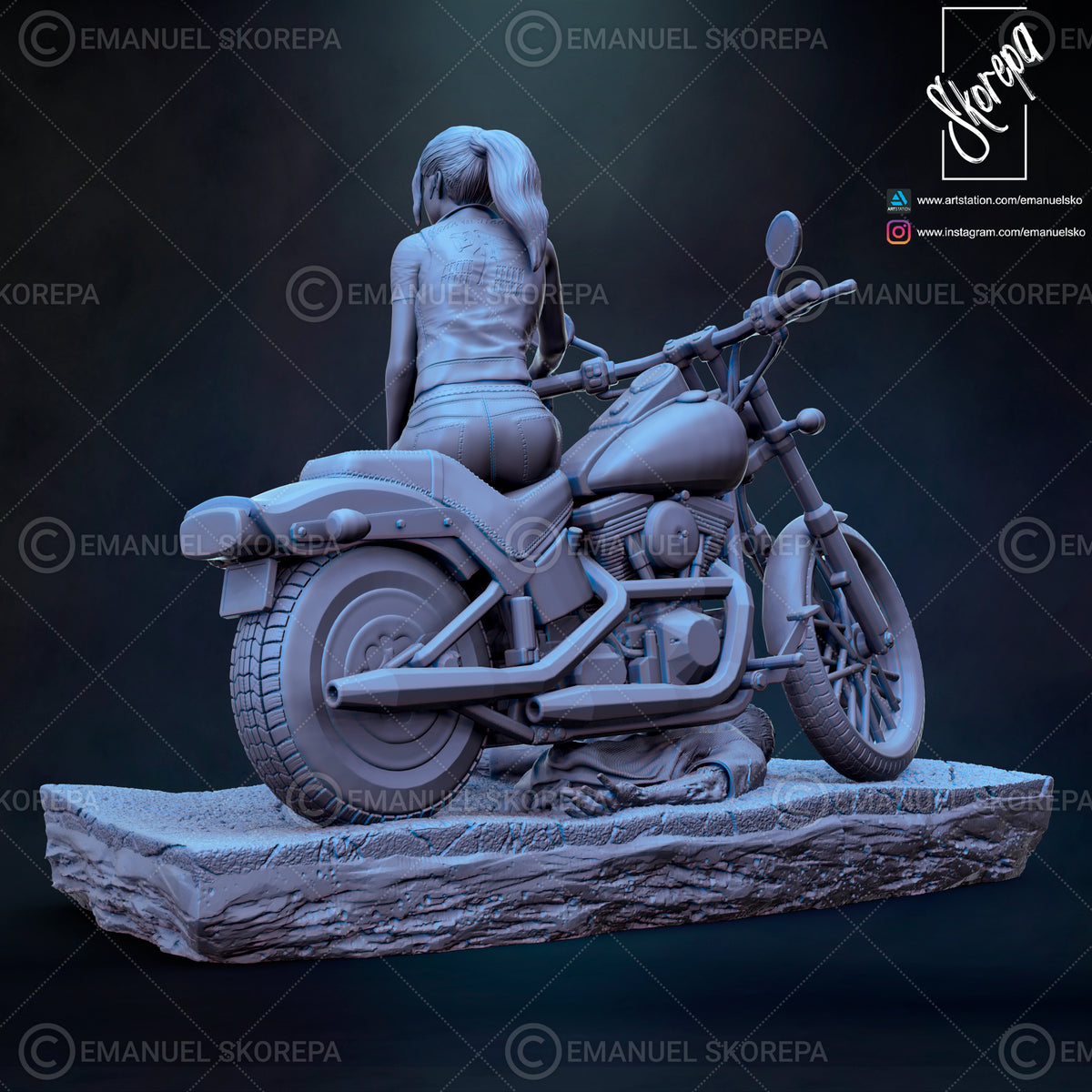 Zombie Outbreak Biker Heroine Resin Statue – Collector Display Model
