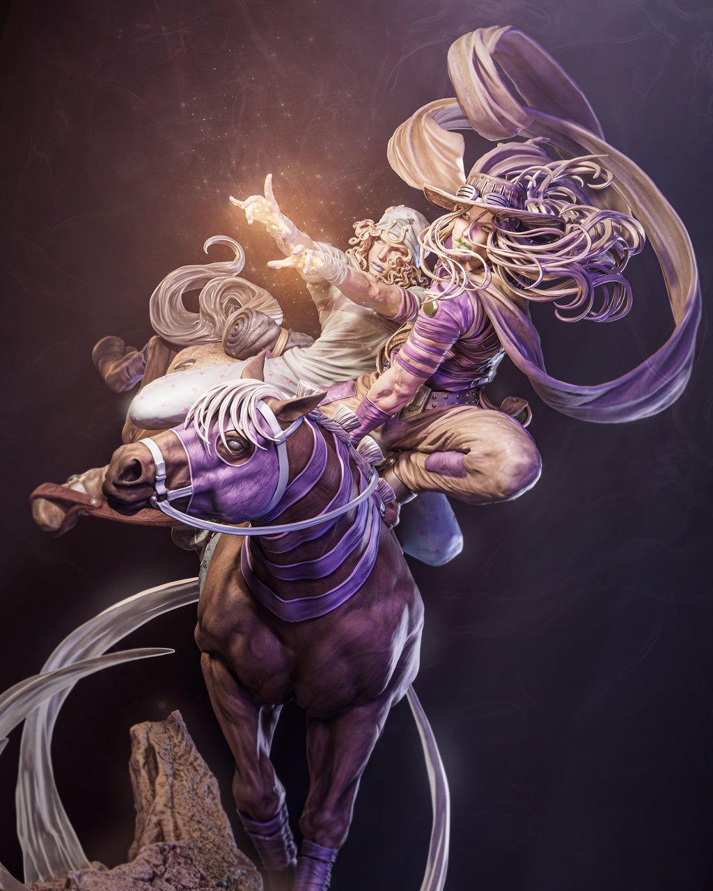Legendary Horseback Duo Resin Figure – Western Adventure Warriors Statue – Garage Kit