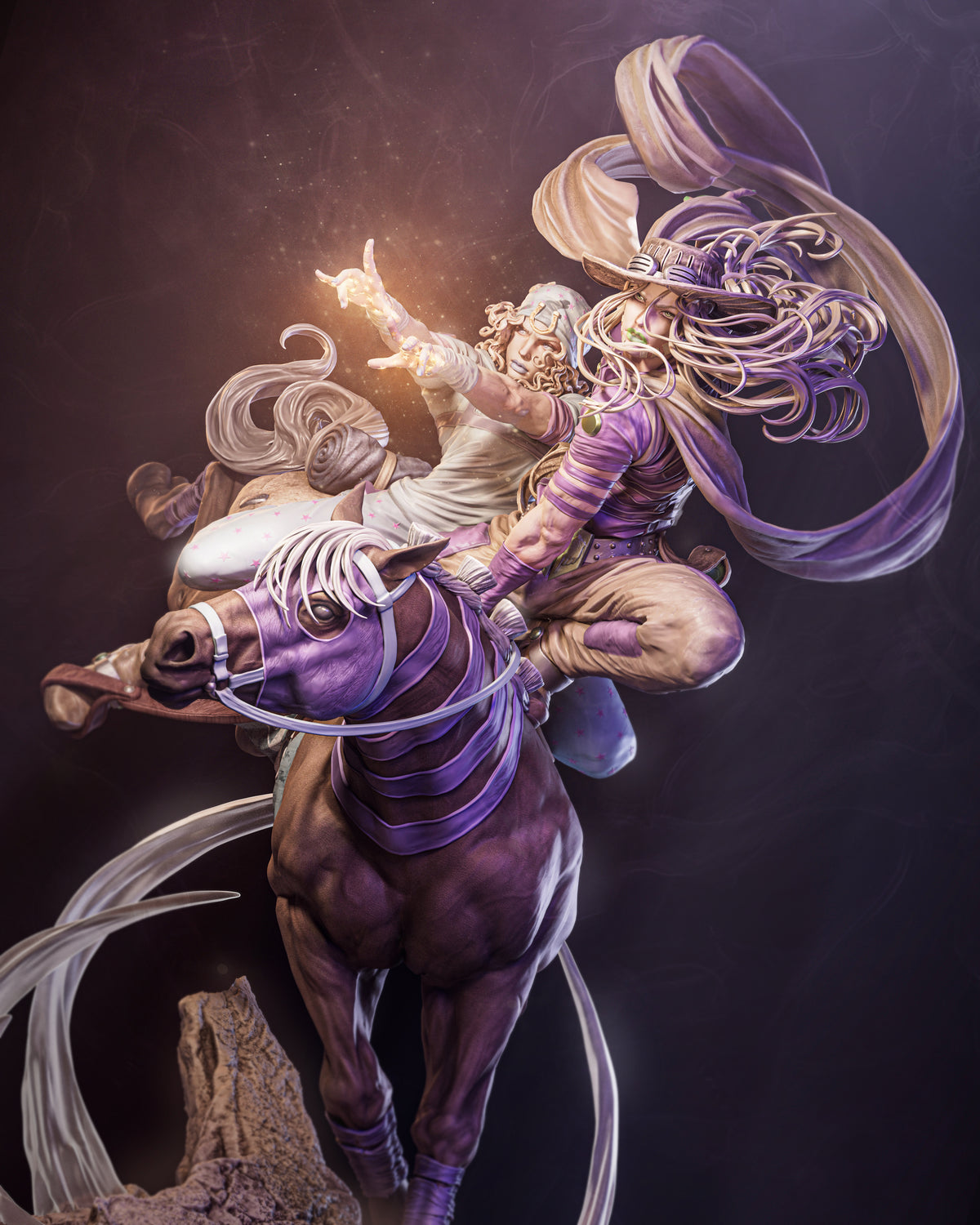Legendary Horseback Duo Resin Figure – Western Adventure Warriors Statue – Garage Kit