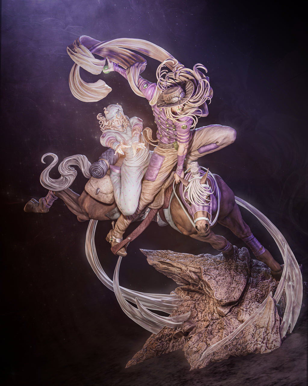 Legendary Horseback Duo Resin Figure – Western Adventure Warriors Statue – Garage Kit
