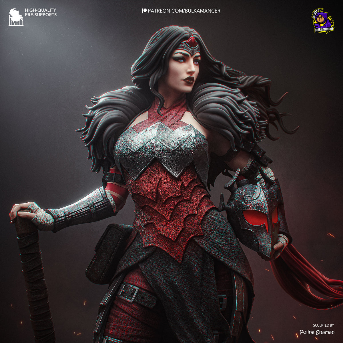 Mythic Amazon Warrior Resin Statue – Dark Fantasy Female Knight Figure – Model Kit
