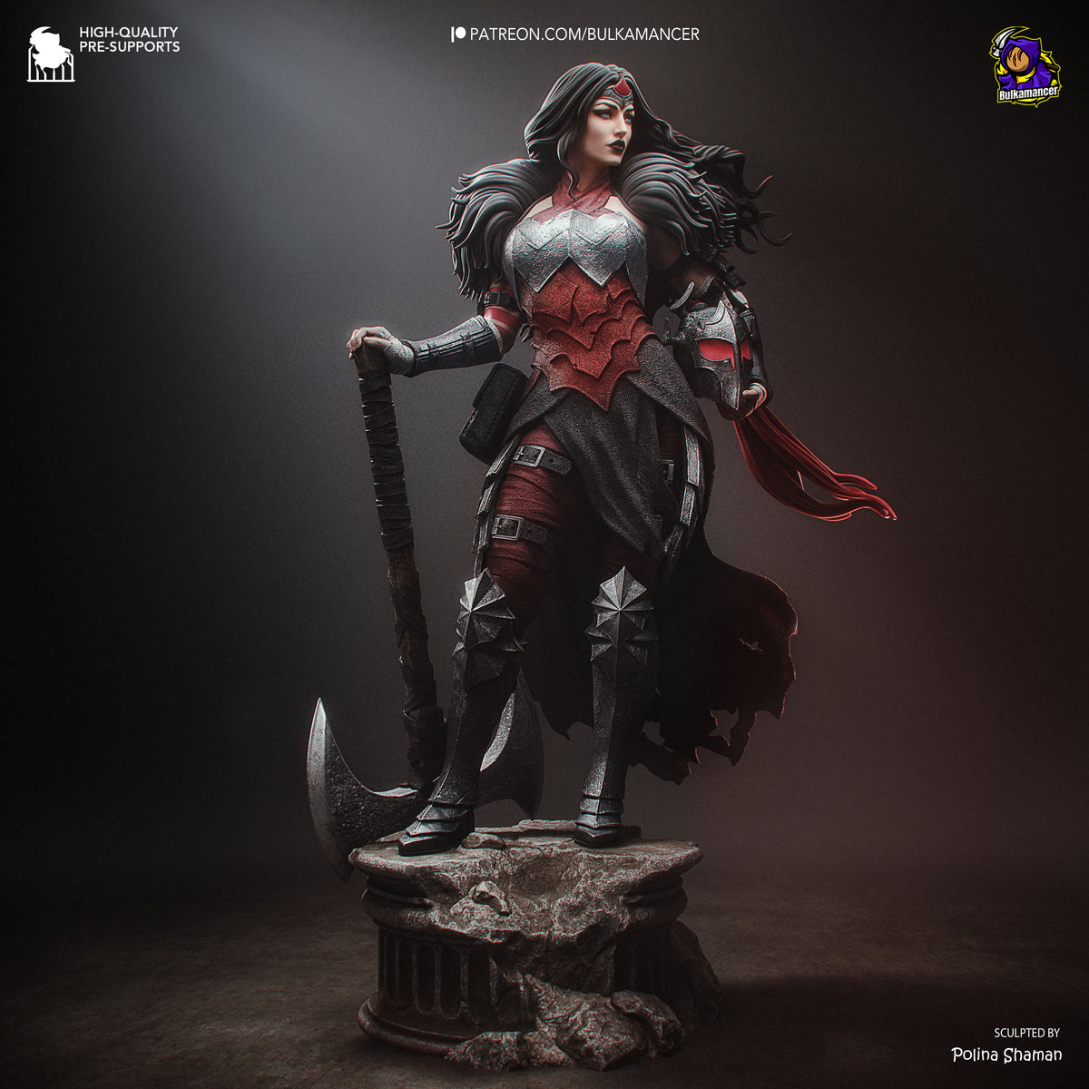 Mythic Amazon Warrior Resin Statue – Dark Fantasy Female Knight Figure – Model Kit