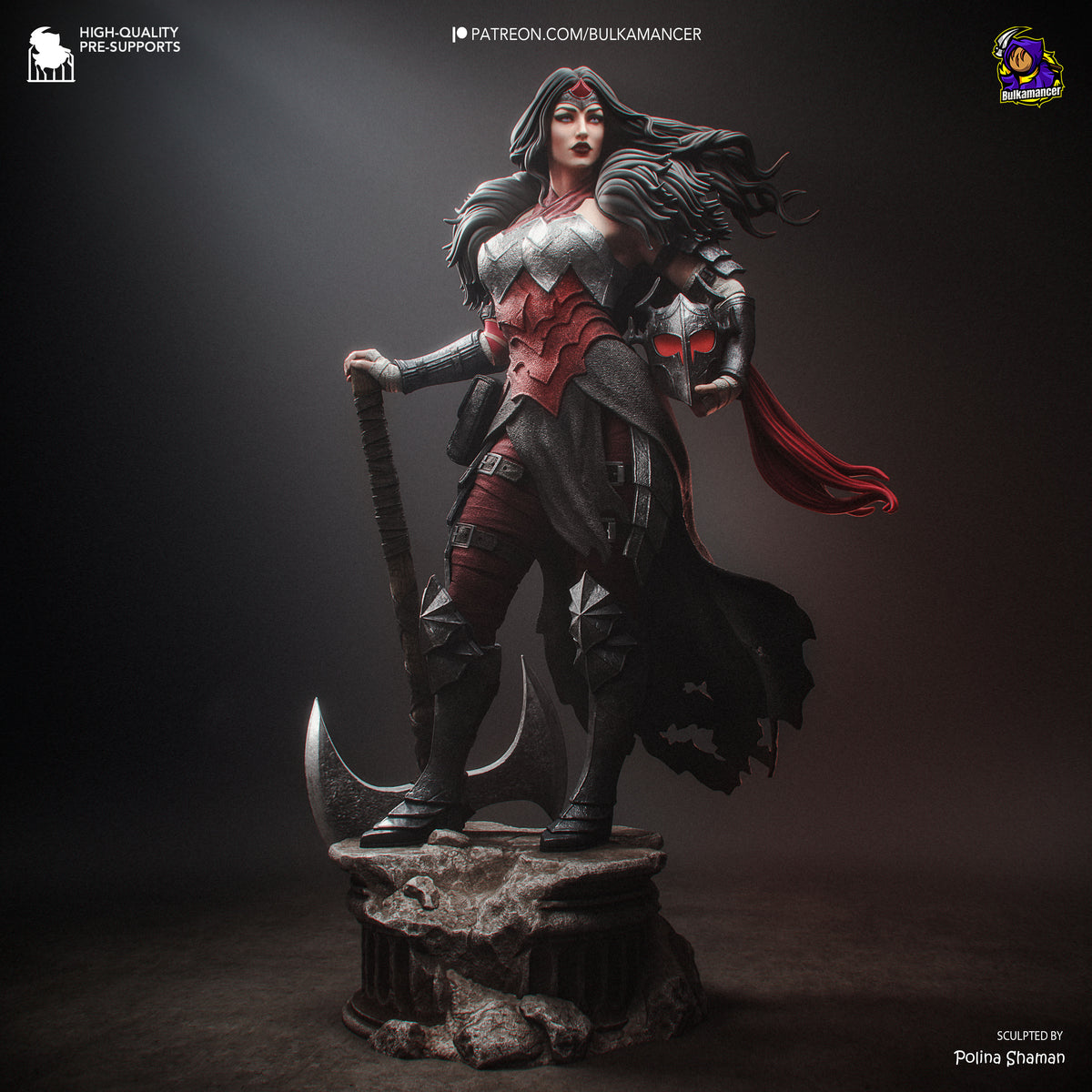 Mythic Amazon Warrior Resin Statue – Dark Fantasy Female Knight Figure – Model Kit
