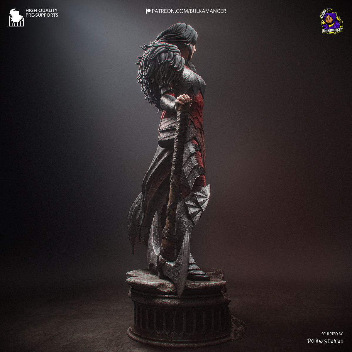 Mythic Amazon Warrior Resin Statue – Dark Fantasy Female Knight Figure – Model Kit