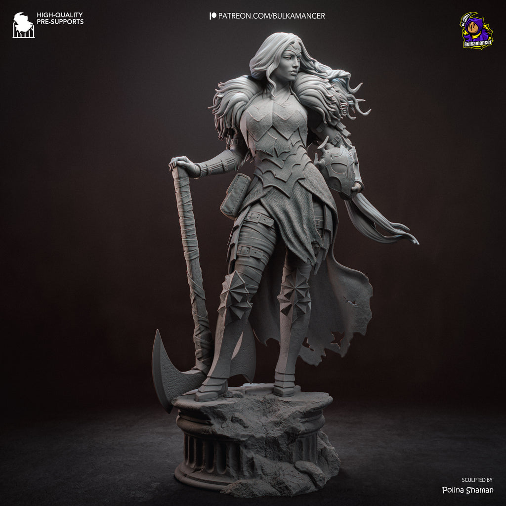 Mythic Amazon Warrior Resin Statue – Dark Fantasy Female Knight Figure – Model Kit