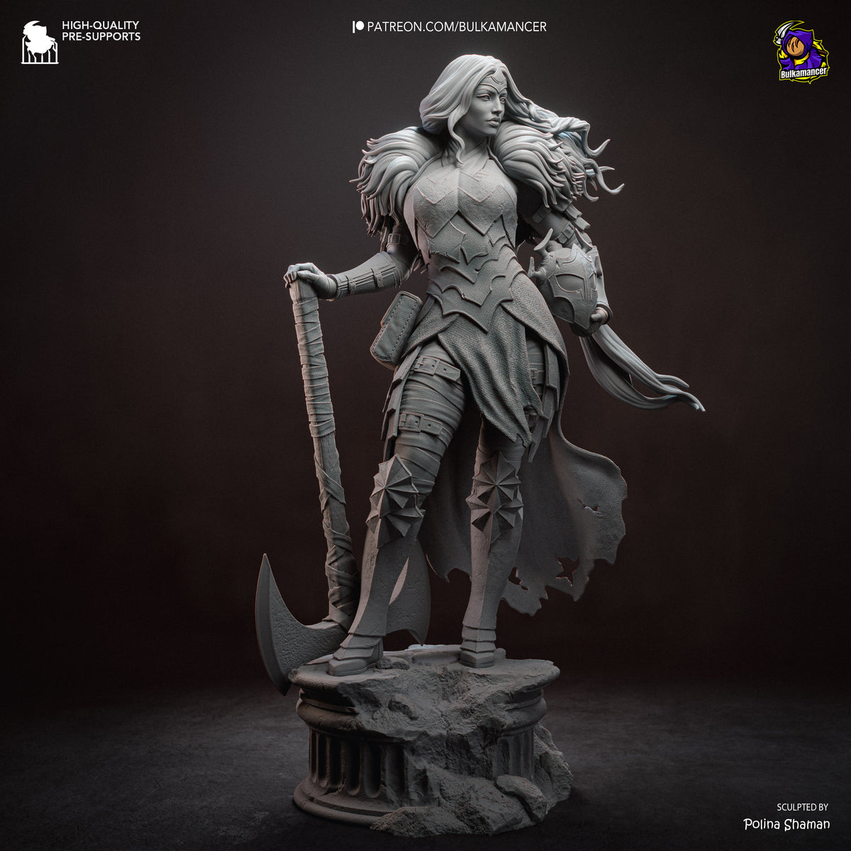 Mythic Amazon Warrior Resin Statue – Dark Fantasy Female Knight Figure – Model Kit