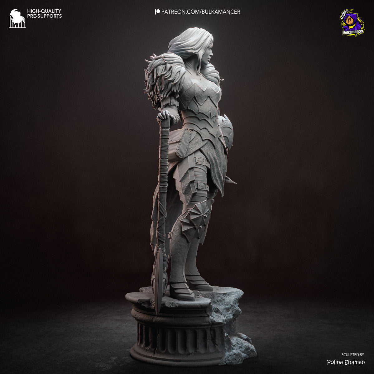 Mythic Amazon Warrior Resin Statue – Dark Fantasy Female Knight Figure – Model Kit