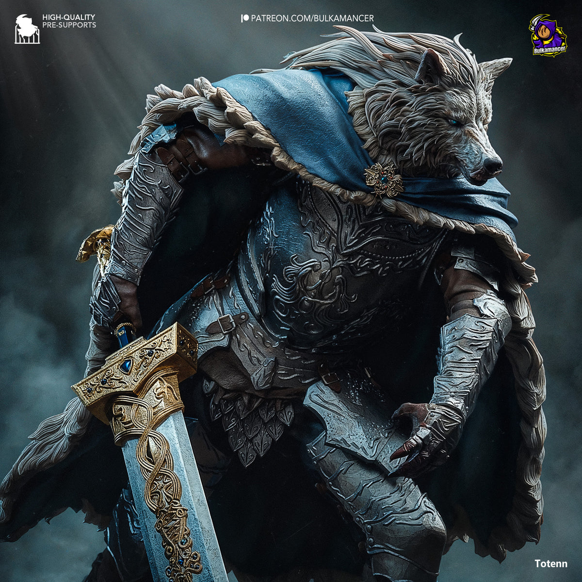 Wolf Knight Resin Statue – Dark Fantasy Beast Warrior Figure – High Detail Collector Display Piece