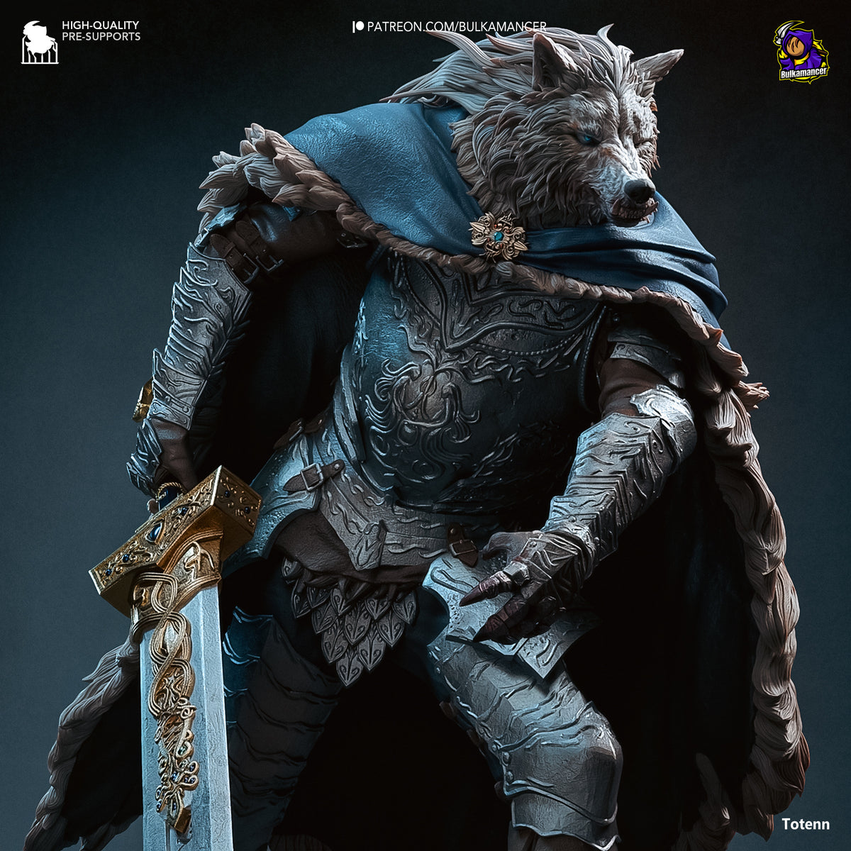 Wolf Knight Resin Statue – Dark Fantasy Beast Warrior Figure – High Detail Collector Display Piece