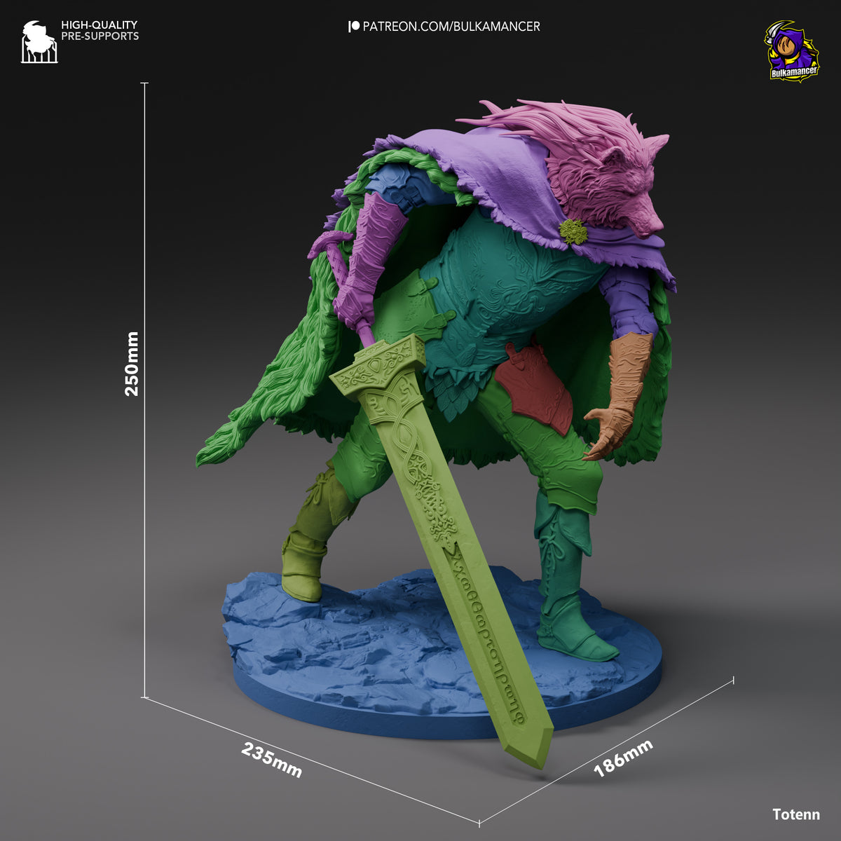 Wolf Knight Resin Statue – Dark Fantasy Beast Warrior Figure – High Detail Collector Display Piece