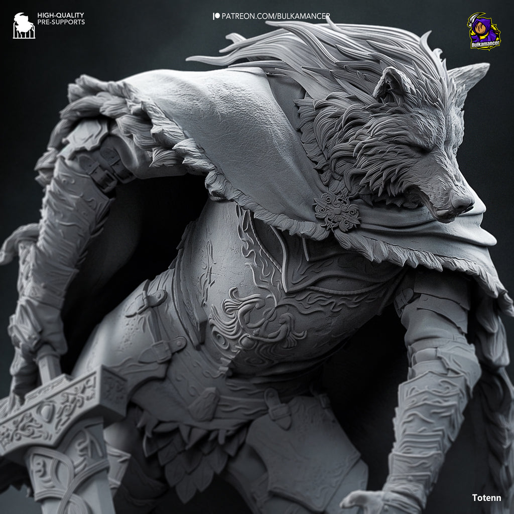 Wolf Knight Resin Statue – Dark Fantasy Beast Warrior Figure – High Detail Collector Display Piece