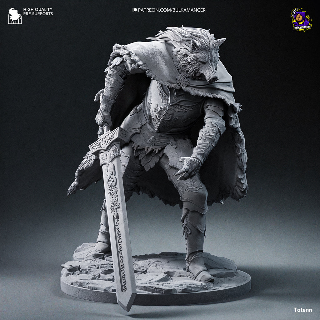 Wolf Knight Resin Statue – Dark Fantasy Beast Warrior Figure – High Detail Collector Display Piece
