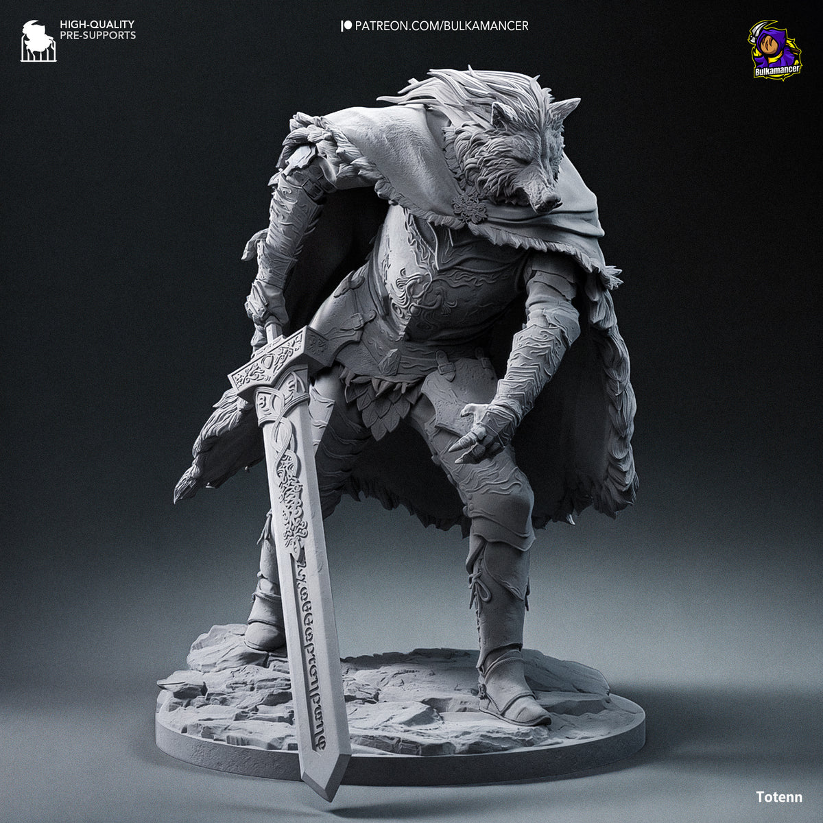 Wolf Knight Resin Statue – Dark Fantasy Beast Warrior Figure – High Detail Collector Display Piece