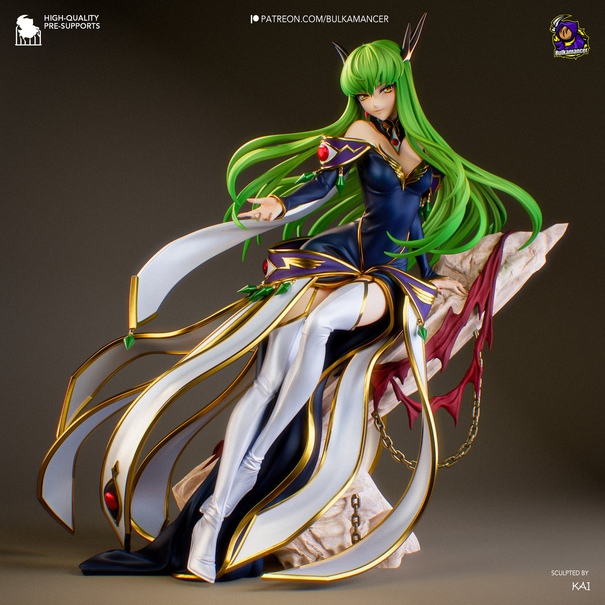 Mystic Green Haired Witch Anime Figure – Resin Statue Model Kit Display Piece