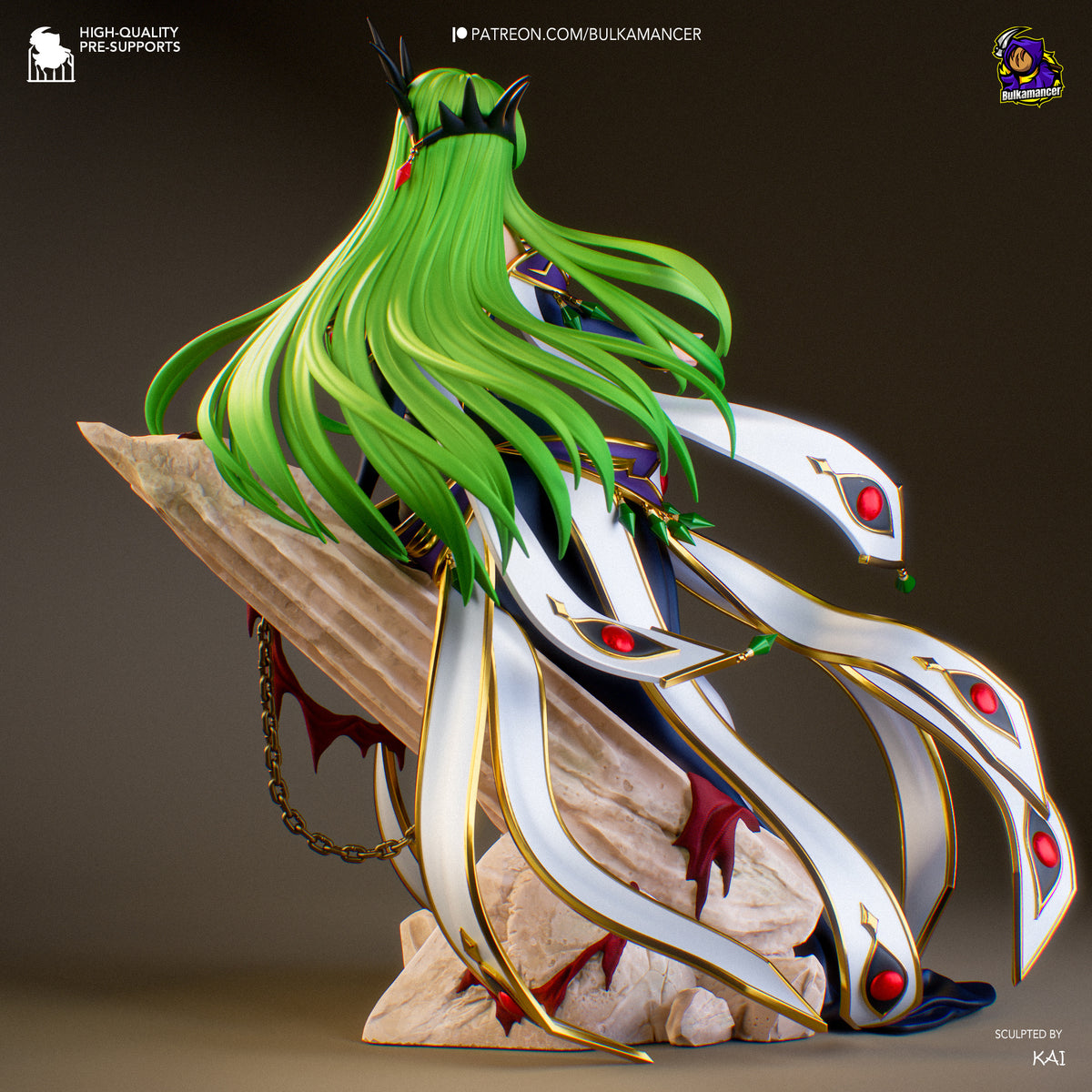 Mystic Green Haired Witch Anime Figure – Resin Statue Model Kit Display Piece