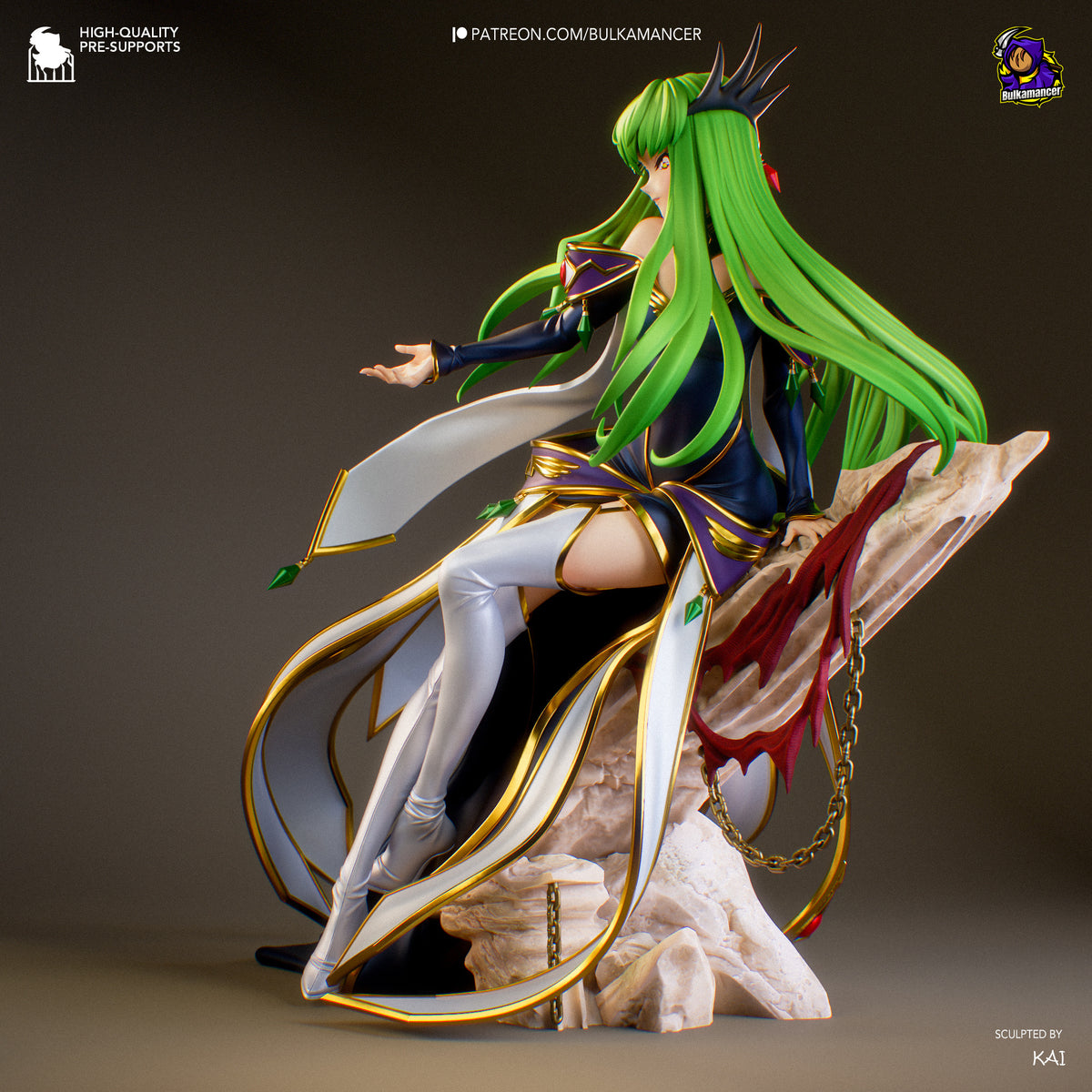 Mystic Green Haired Witch Anime Figure – Resin Statue Model Kit Display Piece