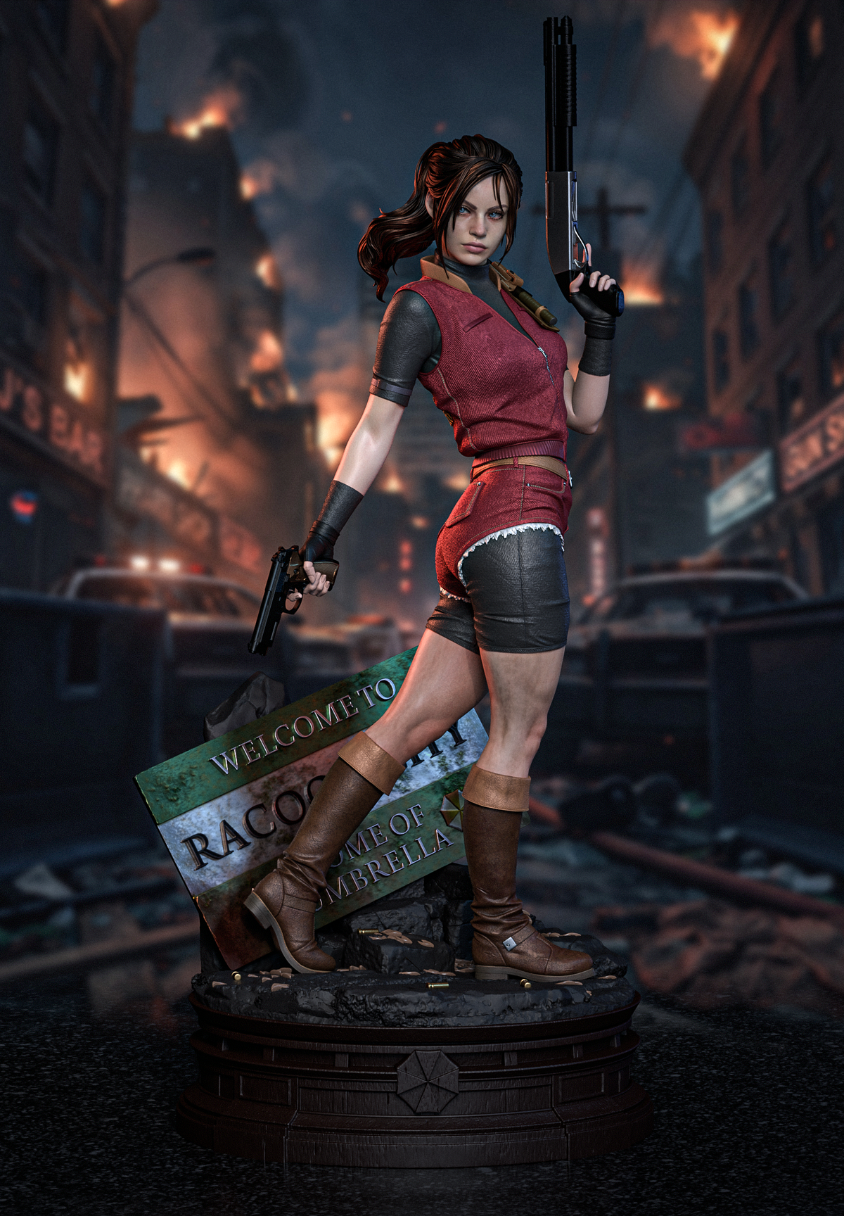 Urban Survival Heroine Resin Figure – Red Haired Female Adventurer Statue –  Model Kit