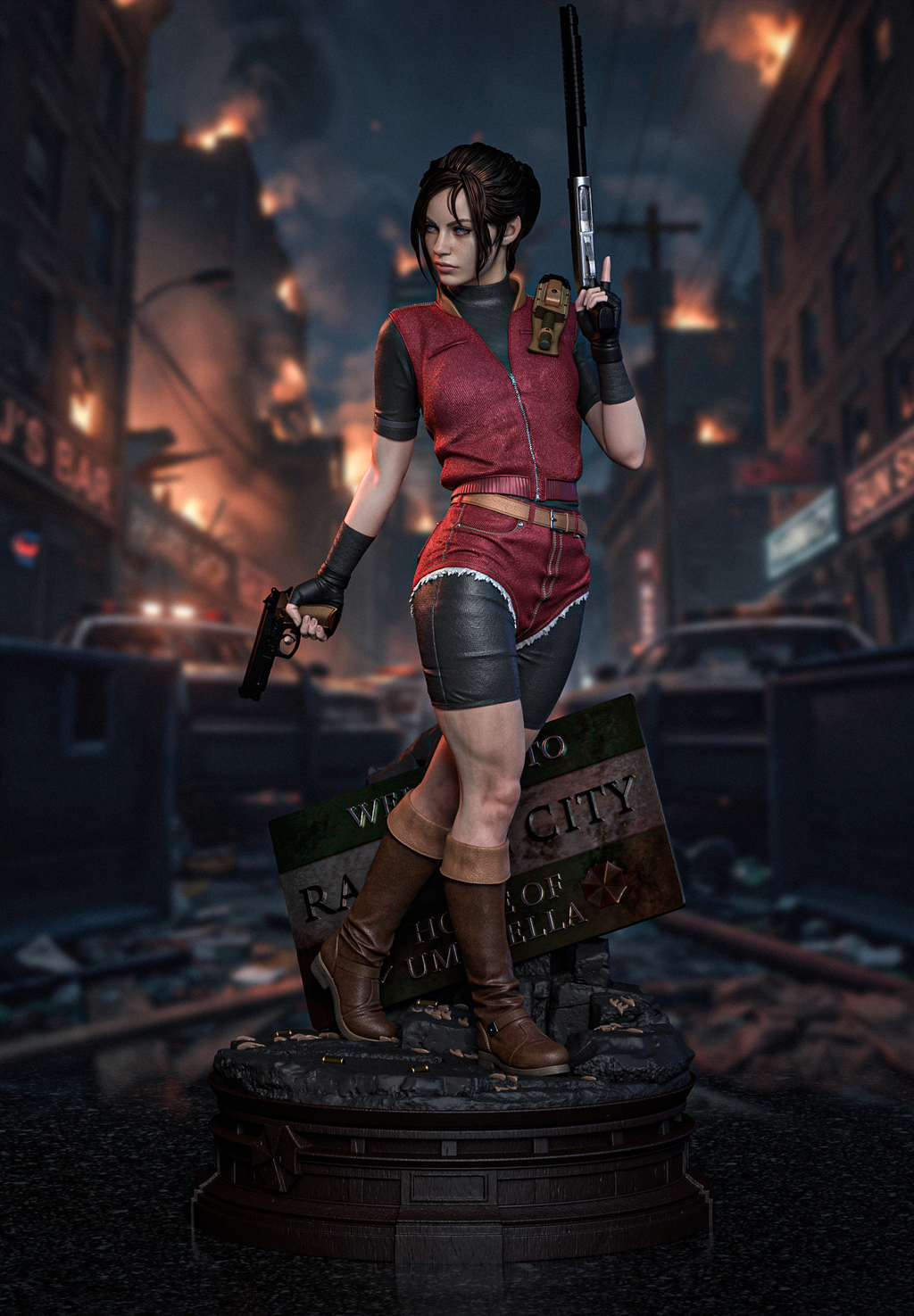 Urban Survival Heroine Resin Figure – Red Haired Female Adventurer Statue –  Model Kit