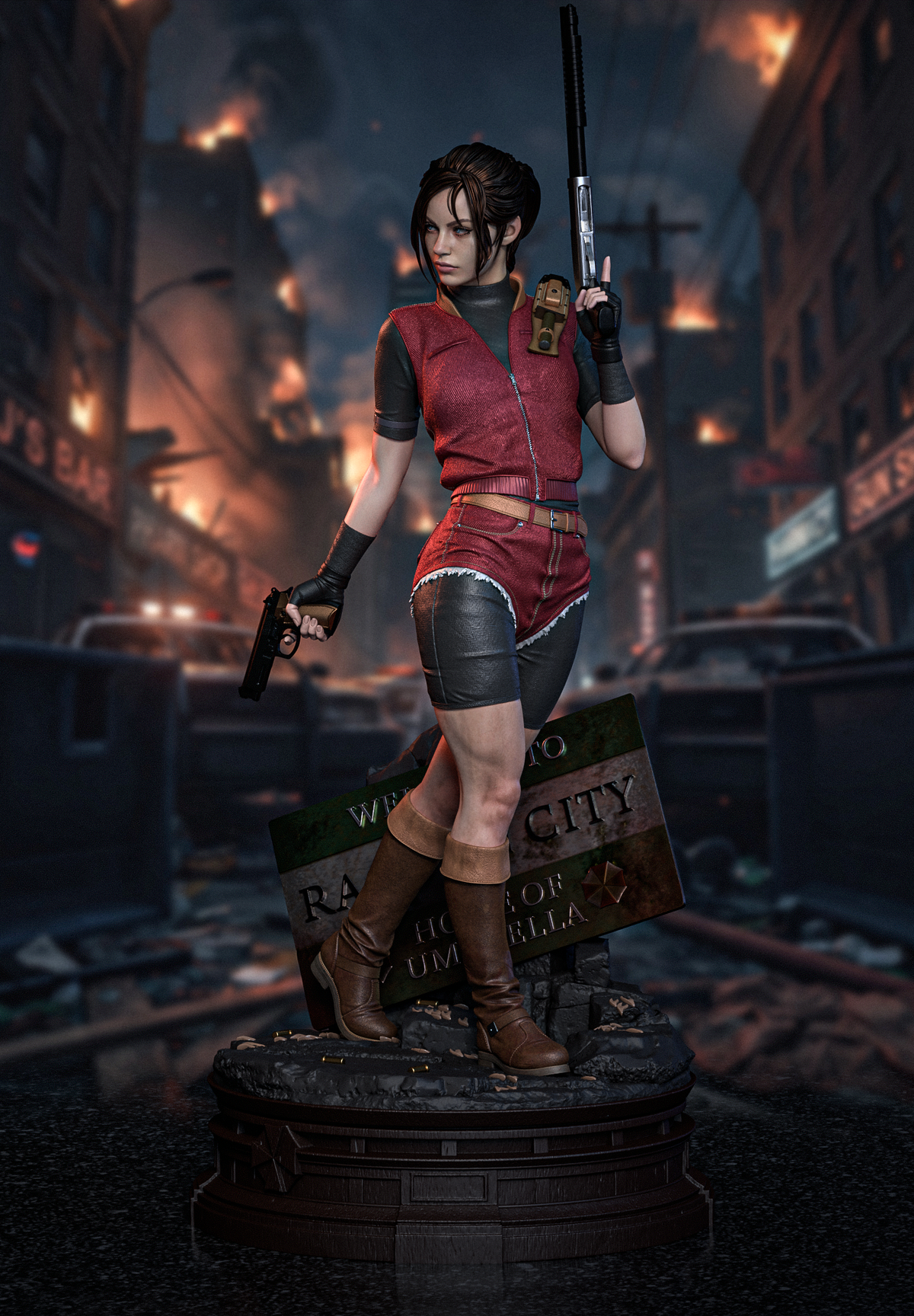 Urban Survival Heroine Resin Figure – Red Haired Female Adventurer Statue –  Model Kit