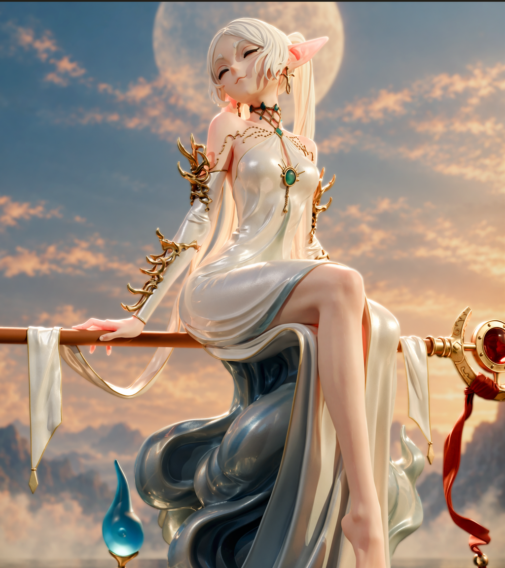 Ethereal Elven Mage Resin Statue – Elegant Fantasy Sorceress Figure –  Model Kit