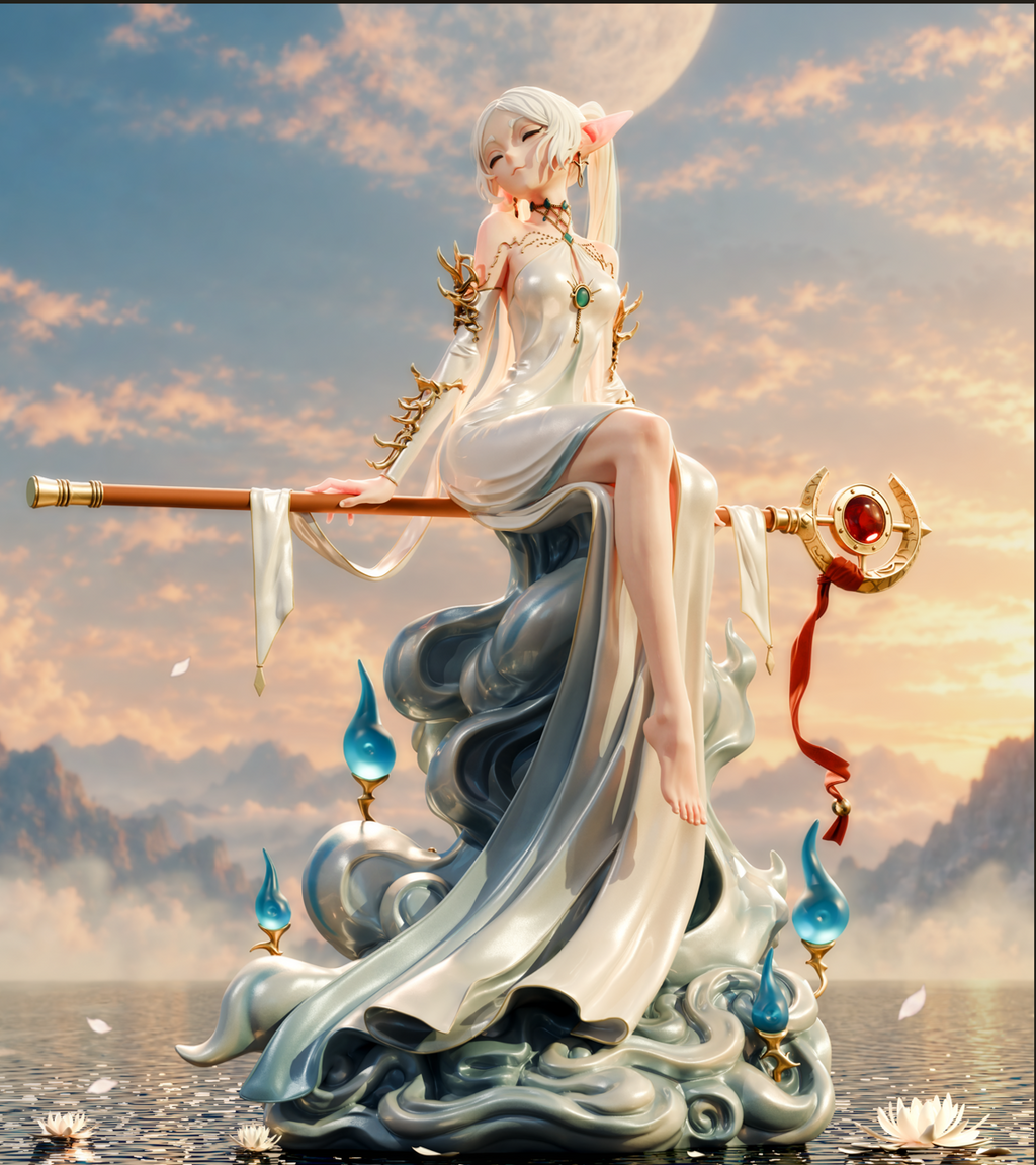 Ethereal Elven Mage Resin Statue – Elegant Fantasy Sorceress Figure –  Model Kit