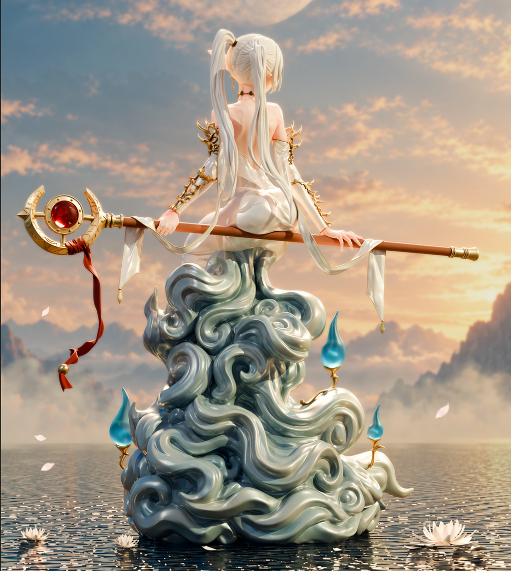 Ethereal Elven Mage Resin Statue – Elegant Fantasy Sorceress Figure –  Model Kit