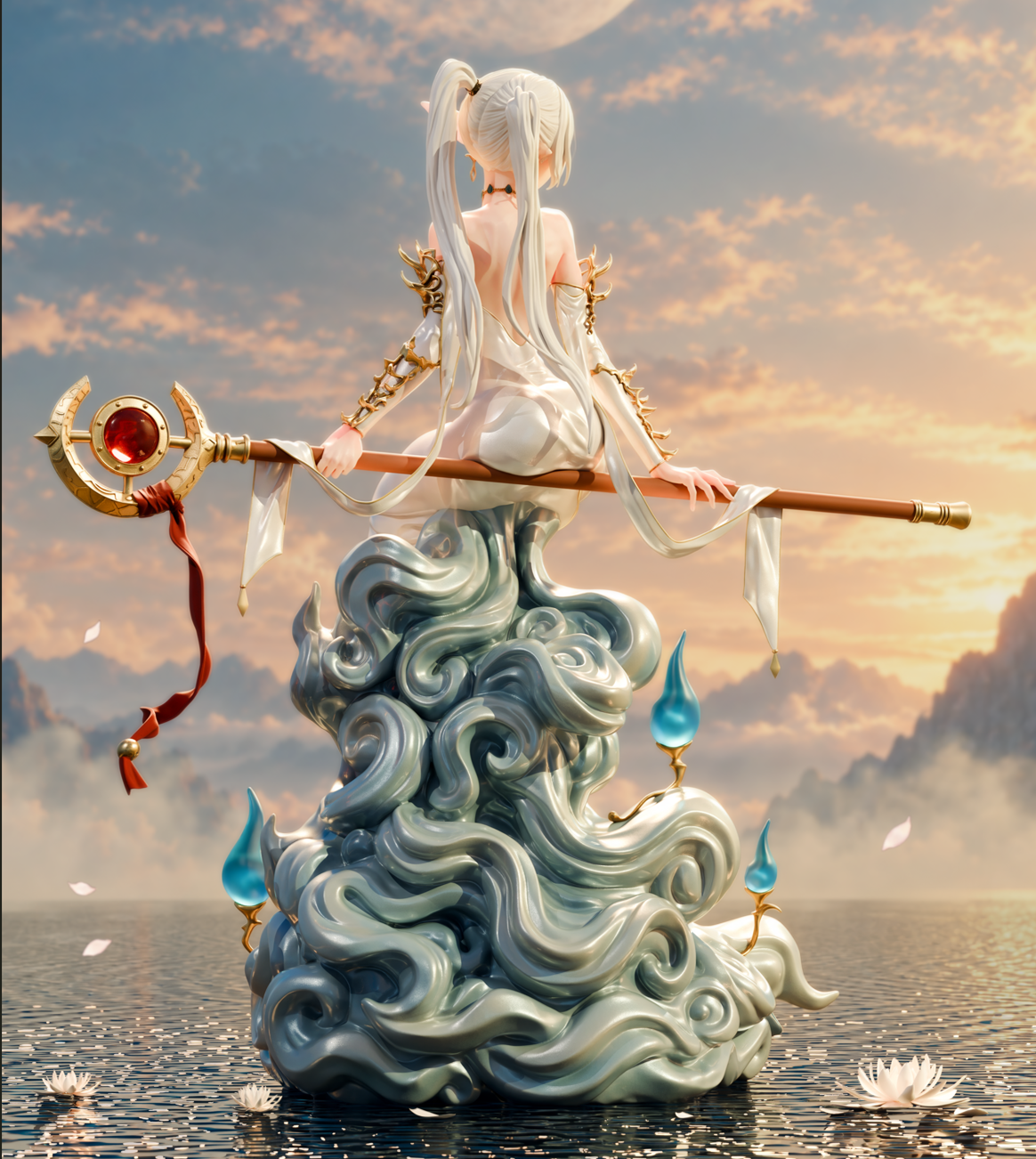 Ethereal Elven Mage Resin Statue – Elegant Fantasy Sorceress Figure –  Model Kit