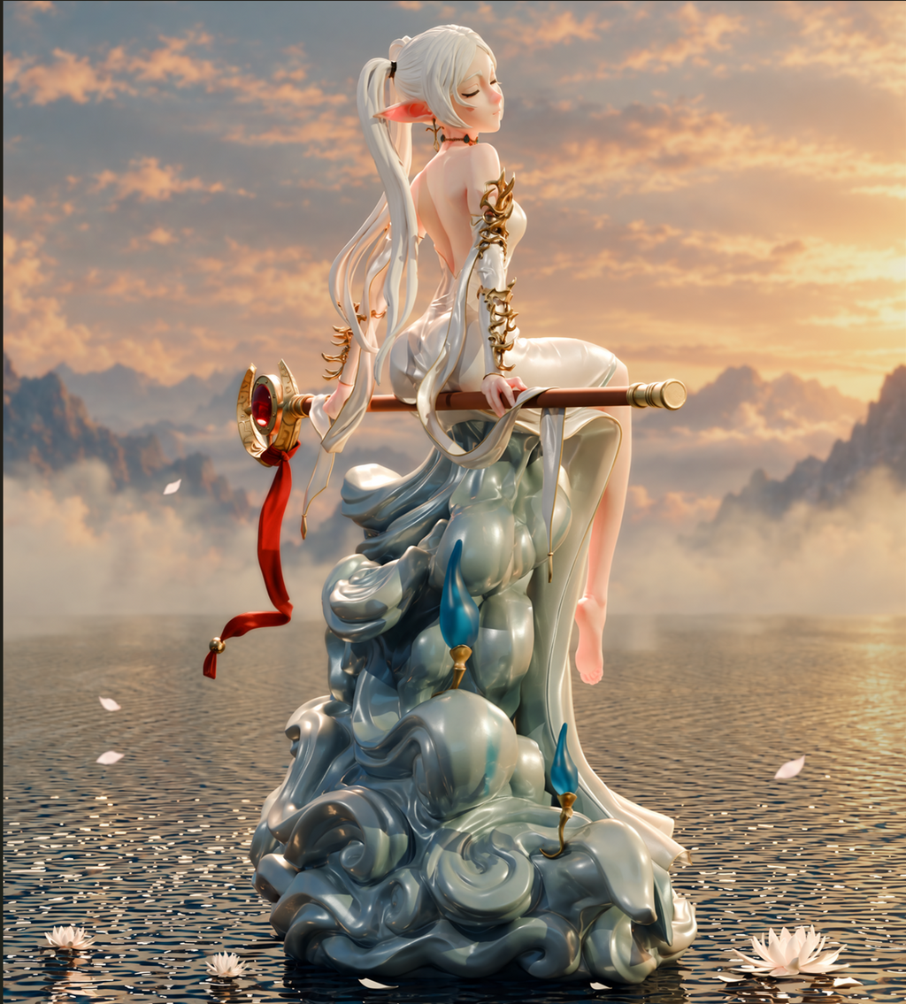 Ethereal Elven Mage Resin Statue – Elegant Fantasy Sorceress Figure –  Model Kit
