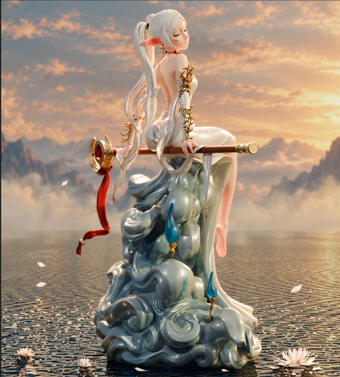 Ethereal Elven Mage Resin Statue – Elegant Fantasy Sorceress Figure –  Model Kit