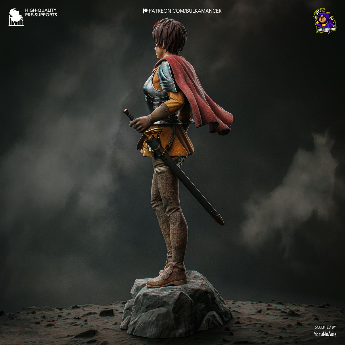 Armored Fantasy Huntress Resin Statue – Dark Fantasy Warrior Woman Figure – High Detail Garage Kit