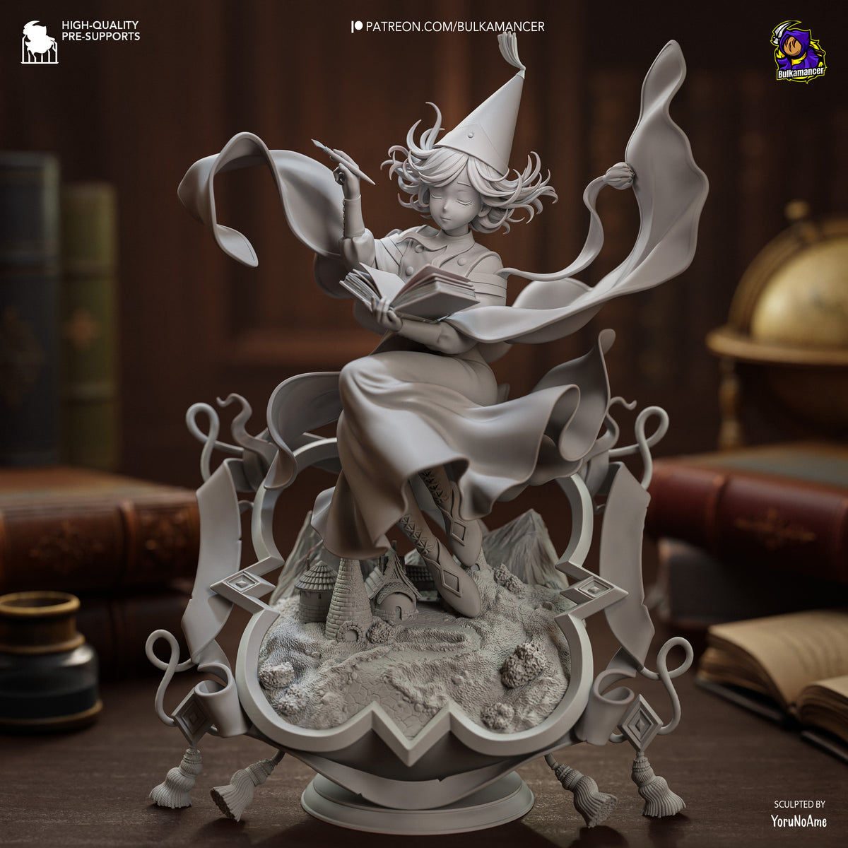 Young Witch Apprentice Resin Statue – Magical Fantasy Girl Figure – Model Kit – High Detail Collector Display Piece