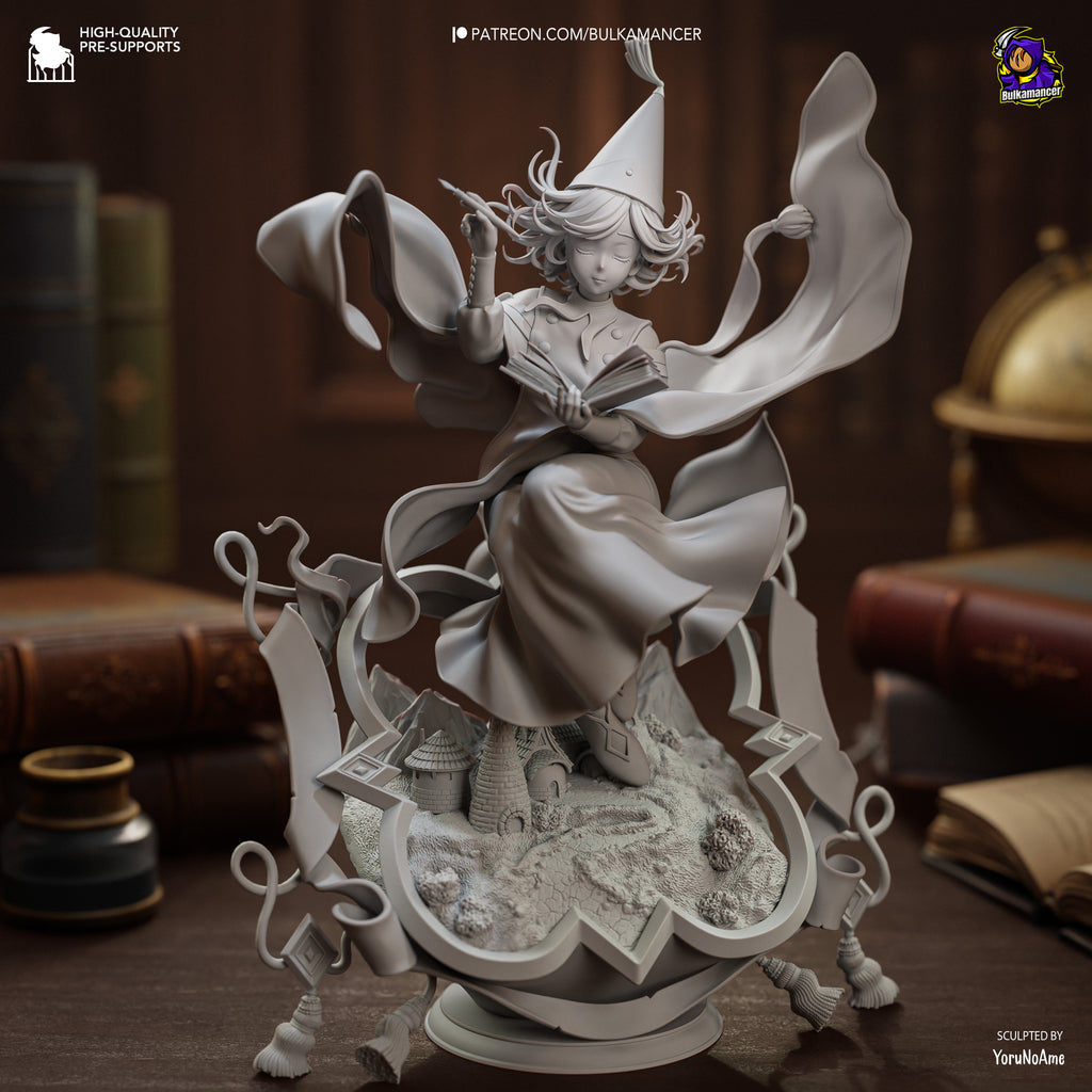 Young Witch Apprentice Resin Statue – Magical Fantasy Girl Figure – Model Kit – High Detail Collector Display Piece