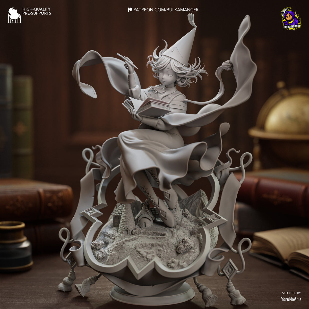 Young Witch Apprentice Resin Statue – Magical Fantasy Girl Figure – Model Kit – High Detail Collector Display Piece