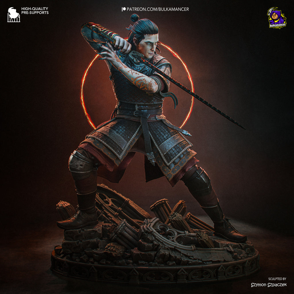 Crimson Night Warrior Resin Figure – Gothic Medieval Swordsman Statue –  Model Kit