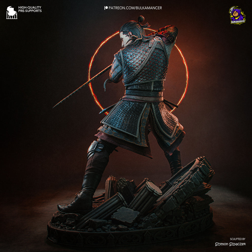 Crimson Night Warrior Resin Figure – Gothic Medieval Swordsman Statue –  Model Kit