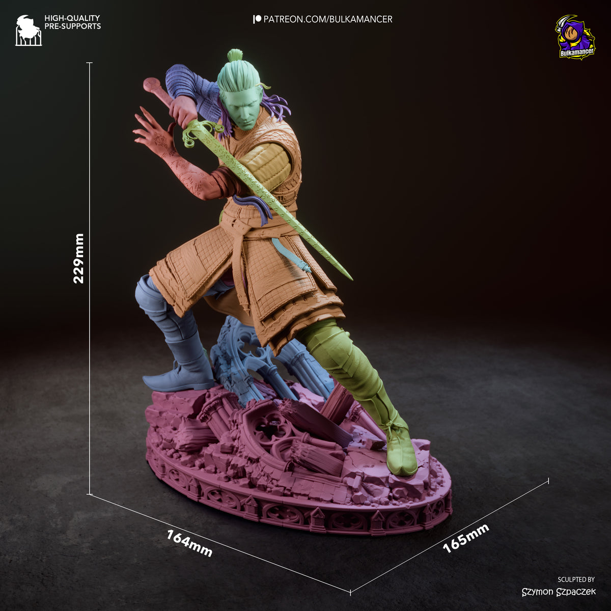 Crimson Night Warrior Resin Figure – Gothic Medieval Swordsman Statue –  Model Kit