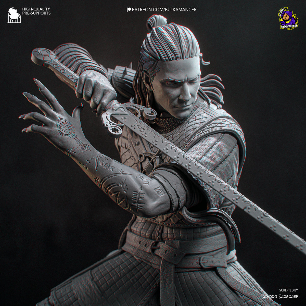 Crimson Night Warrior Resin Figure – Gothic Medieval Swordsman Statue –  Model Kit