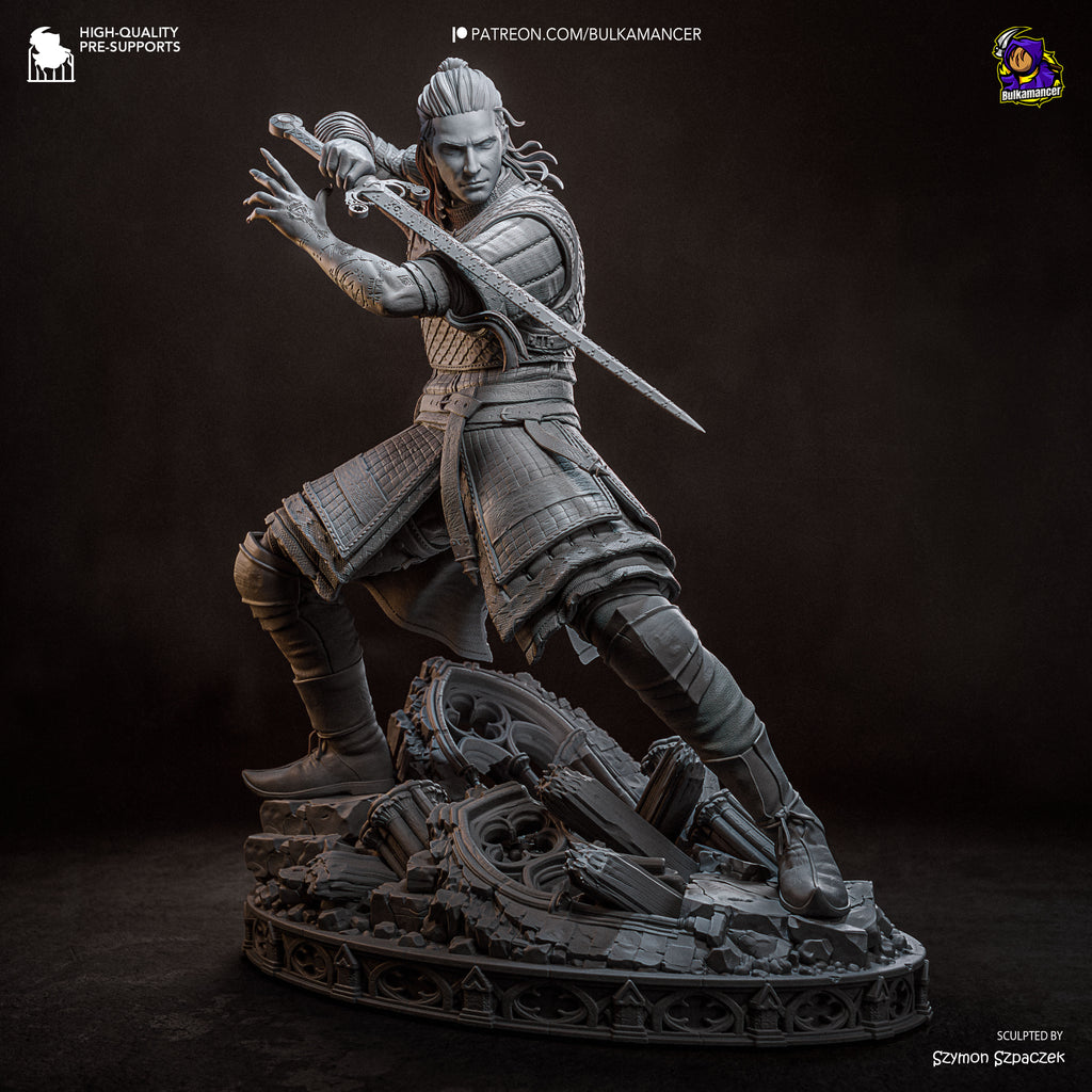 Crimson Night Warrior Resin Figure – Gothic Medieval Swordsman Statue –  Model Kit