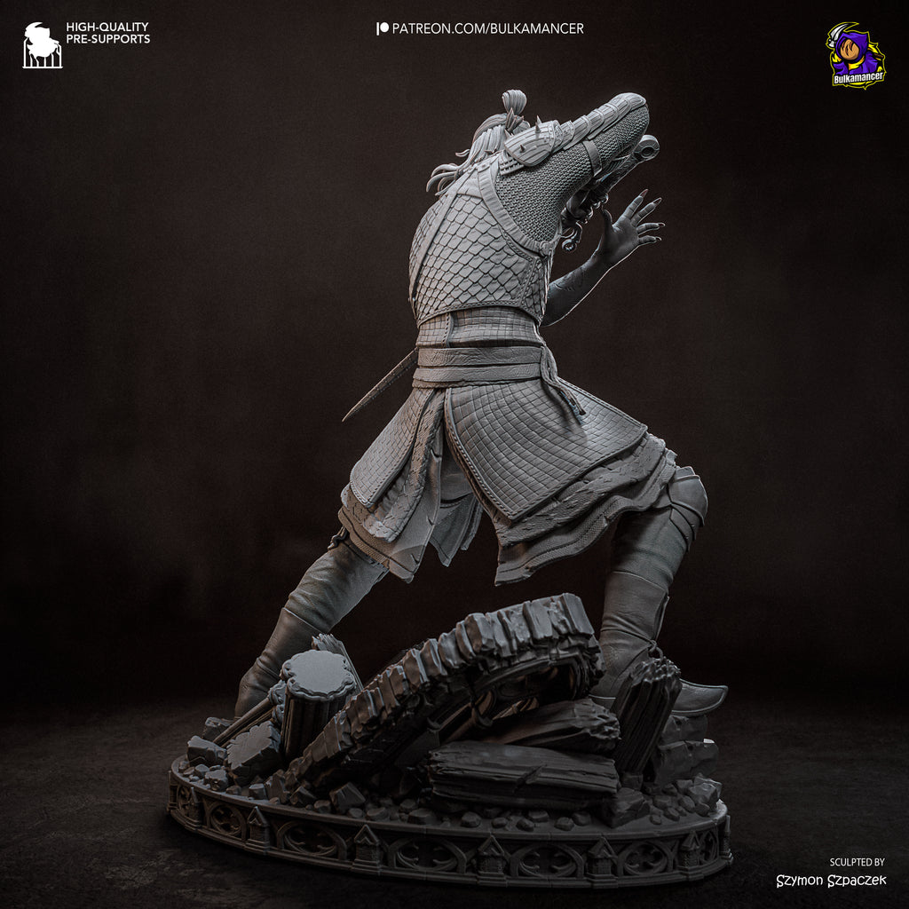 Crimson Night Warrior Resin Figure – Gothic Medieval Swordsman Statue –  Model Kit