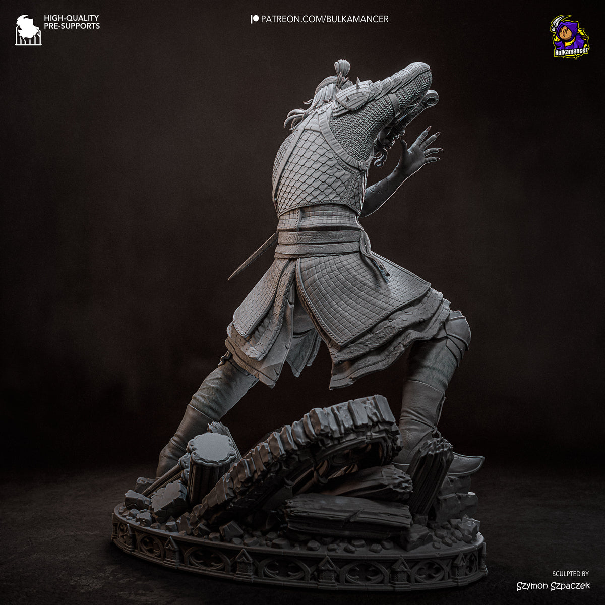 Crimson Night Warrior Resin Figure – Gothic Medieval Swordsman Statue –  Model Kit