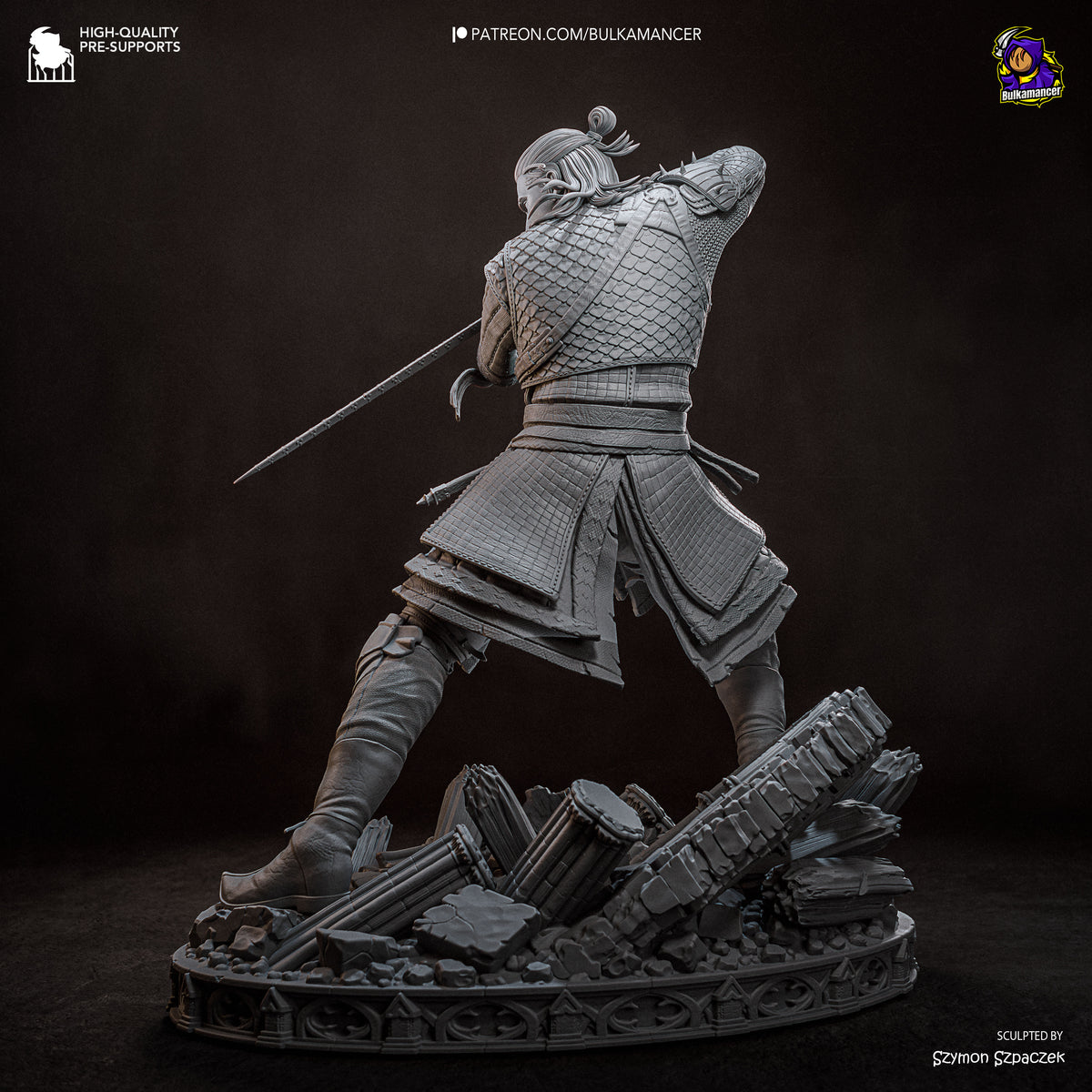 Crimson Night Warrior Resin Figure – Gothic Medieval Swordsman Statue –  Model Kit