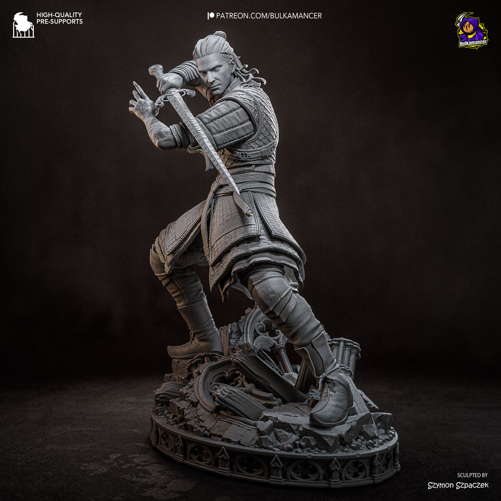 Crimson Night Warrior Resin Figure – Gothic Medieval Swordsman Statue –  Model Kit