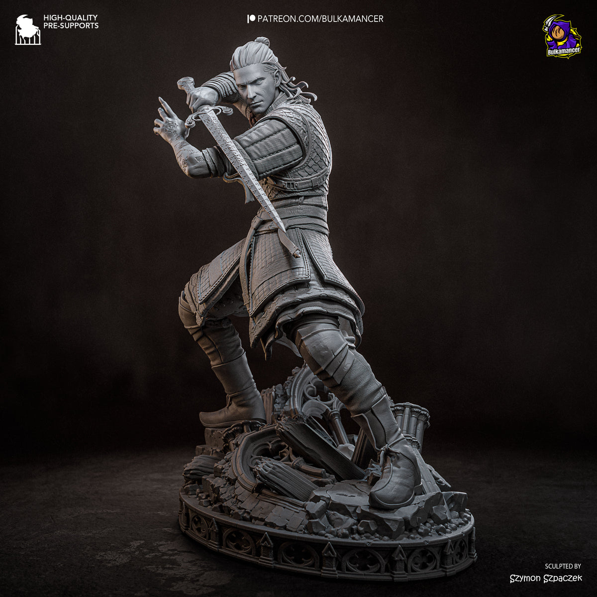 Crimson Night Warrior Resin Figure – Gothic Medieval Swordsman Statue –  Model Kit