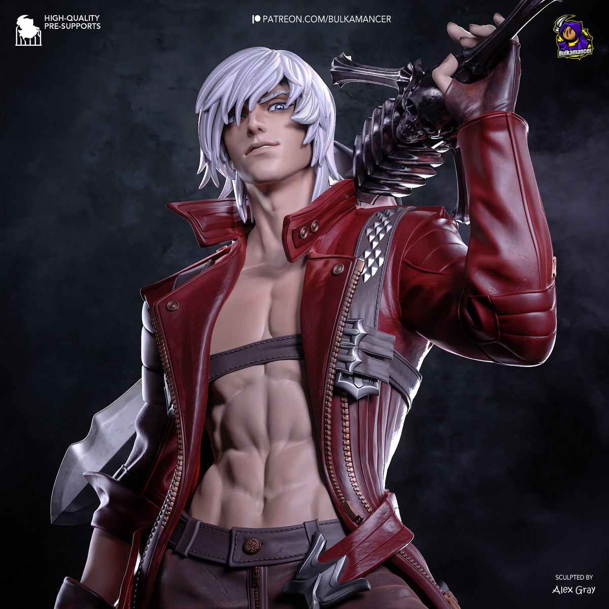 Crimson Coat Demon Hunter Resin Statue – Dark Fantasy Warrior Figure – Model Kit – High Detail Collectible