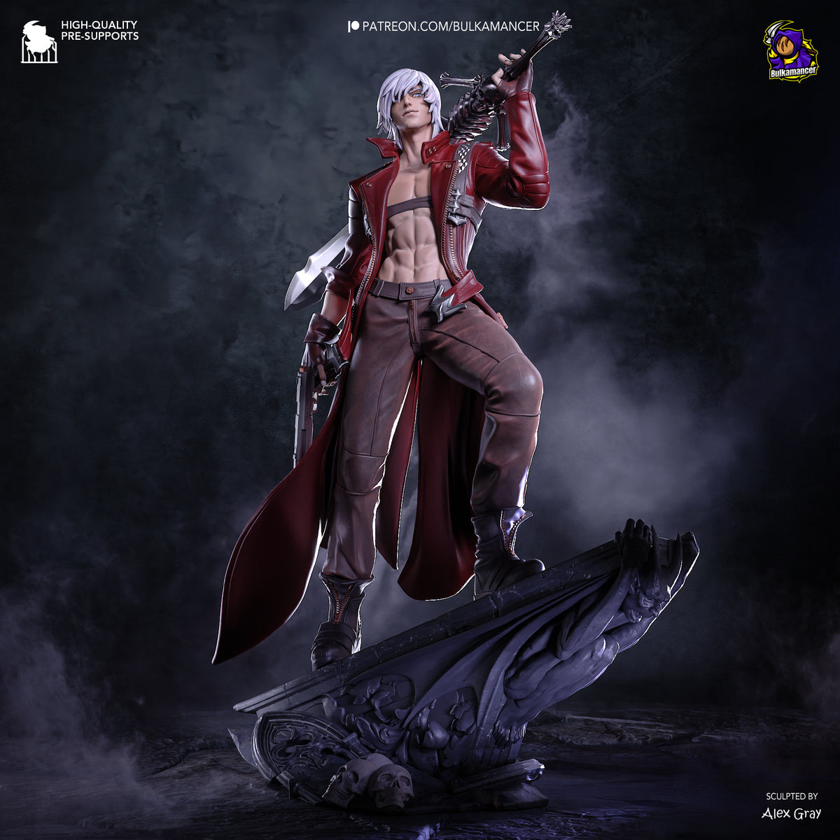 Crimson Coat Demon Hunter Resin Statue – Dark Fantasy Warrior Figure – Model Kit – High Detail Collectible