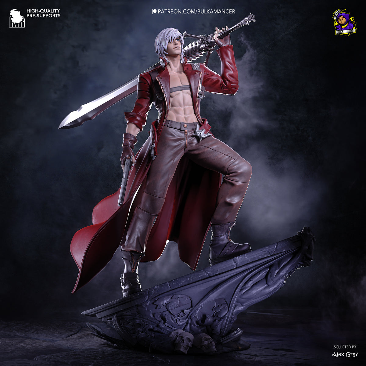 Crimson Coat Demon Hunter Resin Statue – Dark Fantasy Warrior Figure – Model Kit – High Detail Collectible